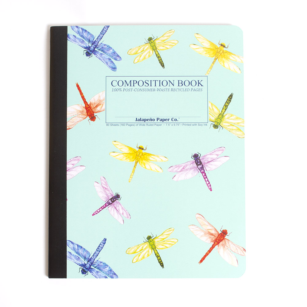 Michael Roger Press, Jalapeno Paper, Wide Ruled, Comp Book, Dragonflies